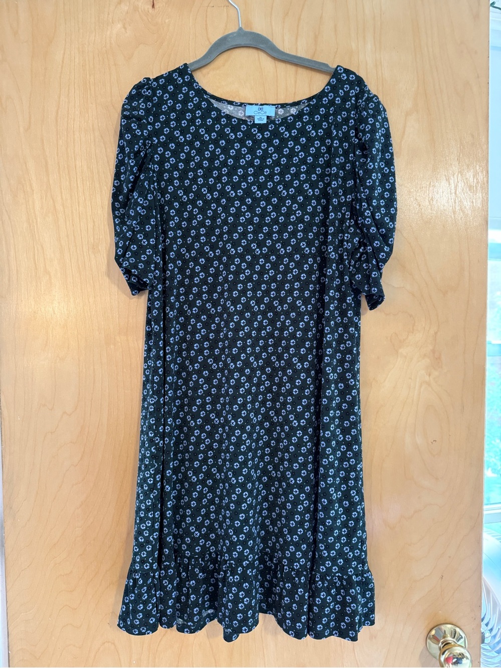 CeCe Floral Puff Sleeve Ruffle Hem Dress - XL - Picture 2 of 8